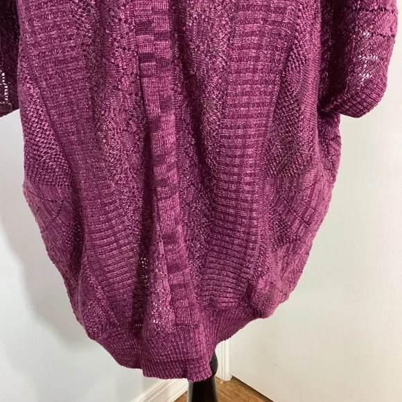 NWT DRESS BARN WOMAN 1X MELANGE PLUM CROCHET SWEATER VEST V-NECK PULLOVER - Picture 8 of 11
